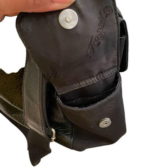 Fossil Crossbody Bag Black Shoulder Leather Microfiber Work Fashion Business - Picture 4 of 14